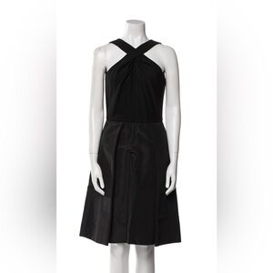 Oscar De La Renta Black Criss Cross Midi Dress Size 4 - in perfect condition